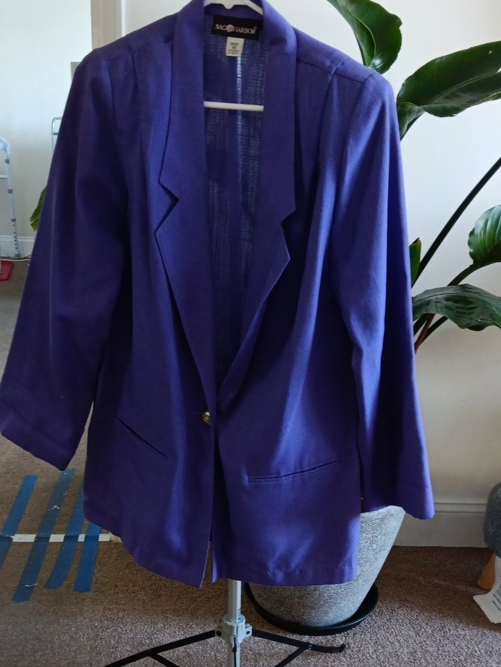 Sag Harbor Royal Purple Single-Button Blazer